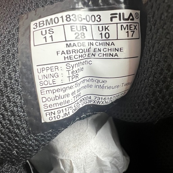 Fila Dereverse Black High Top Sneakers Lace Up Basketball Little Kid Size 11 NEW - Picture 9 of 11